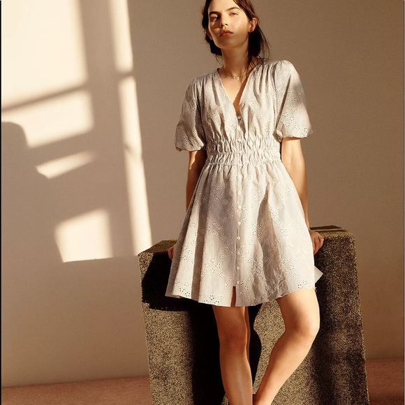 Madewell Eyelet Sophia Mini Dress in Stripe 2X - Picture 5 of 8